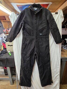 Vintage Walls Work Wear Insulated Coveralls Mens L Black